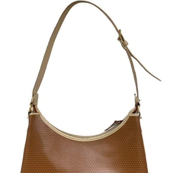 Dooney & Bourke Cabrio Tan Cream Perforated Leather Shoulder Bag - Picture 10 of 10